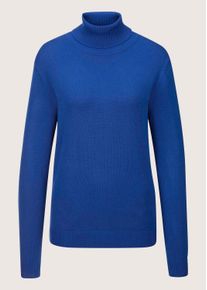 Madeleine Mode Longpullover MADELEINE "Strickpullover Schmaler Feinstrickpullover", Damen, Gr. 40/42, blau (royalblau), Obermaterial: 70% Viskose CV. 30% Polyamid PA., Modern, normal, Rollkragen, Pullover Longpullover, Feinstrick