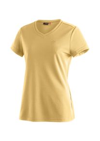 T-Shirt Maier Sports "Trudy", Damen, Gr. 42, pastellgelb, 100% Polyester, Rundhals, Shirts T-Shirt, Damen Kurzarmshirt, leichtes Sommer Funktionsshirt, V-Ausschnitt