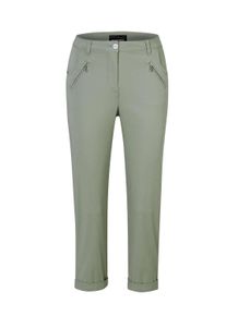 7/8-Hose GOLDNER "Kurzgr&ouml;&szlig;e L&auml;ssige Chinohose mit Peach-Finish", Damen, Gr. 19, K-Gr, gr&uuml;n (baummoos), Obermaterial: 97% Baumwolle CO. 3% Elasthan EL., Hosen 7/8-Hose