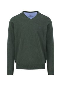 Strickpullover Fynch-Hatton, Herren, Gr. S, gr&uuml;n (schwarz ivy), Strick, Obermaterial: 100% Baumwolle, bestickt, unifarben, regular fit taillenbedeckt, Rundhals, Rippb&uuml;ndchen, Pullover Strickpullover, aus reiner Baumwolle, mit Rundhalsausschnitt, mit Logo Stickerei