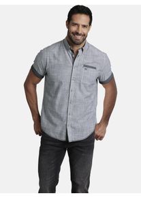 Kurzarmhemd Jan Vanderstorm "Kurzarmhemd MILOS", Herren, Gr. L, weit, schwarz (schwarz gestreift), Obermaterial: 100% Baumwolle CO., Hemden Kurzarmhemd