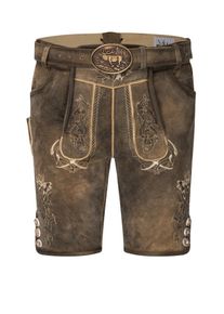 N&uuml;bler Trachtenlederhose N&Uuml;BLER "Lederhose kurz Konrad", Herren, Gr. 52, EURO, braun, Obermaterial: 100% Lammleder LEL., Hosen Trachtenlederhose