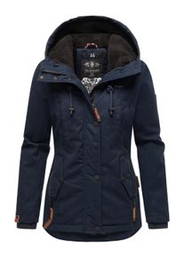 Winterjacke Marikoo "Winterjacke Bikoo", Damen, Gr. L, blau (navy with schwarz fur), Obermaterial: 100% Baumwolle CO. Obermaterial: Futter: 100% Polyester PES. 100% Polyester PES., Jacken Winterjacke
