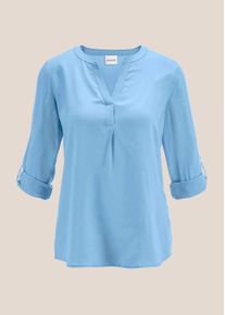 Madeleine Mode Langarmbluse MADELEINE "Bluse Schlupf-Bluse mit &Auml;rmelriegeln", Damen, Gr. 46, blau (himmelblau), Obermaterial: 100% Viskose CV., Modern, figurumspielend, Blusen Langarmbluse