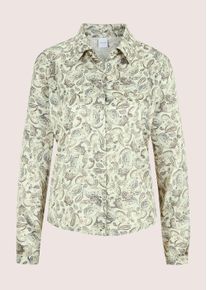 Madeleine Mode Langarmbluse MADELEINE "Paisleybluse Elegante Viskosebluse mit Knopfleiste", Damen, Gr. 44, wei&szlig; (perlwei&szlig;, multicolor), Obermaterial: 100% Viskose CV., Modern, Blusen Langarmbluse