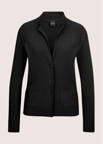 Madeleine Mode Strickjacke MADELEINE "Strickblazer Sportiver Blazer mit Stehkragen", Damen, Gr. 36, schwarz, Obermaterial: 67% Viskose CV. 33% Polyamid PA., Modern, normal, Strickjacken Strickjacke, modische Schlitze am Armabschlu&szlig;