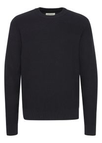 Strickfleece-Pullover Casual Friday "Strickpullover CFKARL structured crew neck knit", Herren, Gr. M, blau (schwarz navy), Obermaterial: 100% Baumwolle CO., Pullover Strickfleece-Pullover