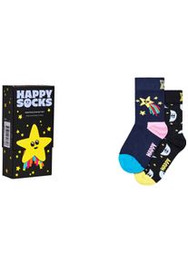 Socken Happy Socks "Shooting Star", M&auml;dchen, Gr. 28 (31), blau (schwarz, marine), Baumwolle, Elasthan, Polyamid, gemustert, kontrastfarbene Details, Socken Socken
