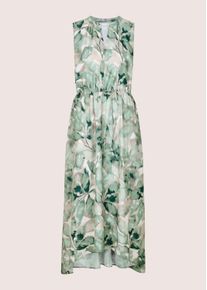 Madeleine Mode Midikleid MADELEINE "Druckkleid Midikleid mit floralem Muster", Damen, Gr. 48, N-Gr, gr&uuml;n (salbei, multicolor), Obermaterial: 100% Polyester PES., Modern, figurumspielend, V-Ausschnitt, Kleider Midikleid, Taillenzug