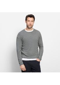 Rundhalspullover OLYMP "OLYMP Strick Casual", Herren, Gr. XL, grau (silbergrau), Obermaterial: 100% Baumwolle, schmal, Rundhals, Pullover Rundhalspullover, Crew Neck