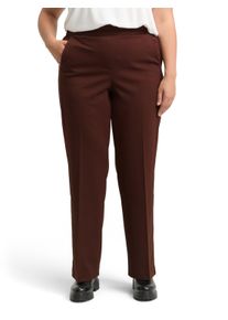 Bundfaltenhose Tom Tailor PLUS, Damen, Gr. 46, N-Gr, schwarz pecan braun, Web, Obermaterial: 56% Viskose, 40% Polyester, 4% Elasthan. Futter: 100% Polyester, unifarben, lang, Hosen Bundfaltenhose, mit elastischem Gummizug