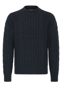 Strickfleece-Pullover Casual Friday "Strickpullover CFMILLOW", Herren, Gr. XL, blau (schwarz navy), Obermaterial: 80% Polyacryl PAN. 20% Wolle WO., Pullover Strickfleece-Pullover
