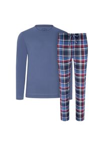 Schlafanzug Jockey "Pyjama Night and Day Long Pyjama", Herren, Gr. XXL, bunt (blau, rot), Obermaterial: 50% Baumwolle CO. 50% Modal CMD., Homewear-Sets Schlafanzug