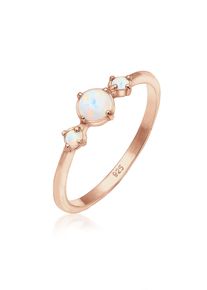 Silberring Elli "Ring Opal Rund Trio Vintage 925er Silber" Gr. 52, rosa (rosegold), Fingerringe, Damen, 52, Silber 925 (Sterlingsilber), Silberring