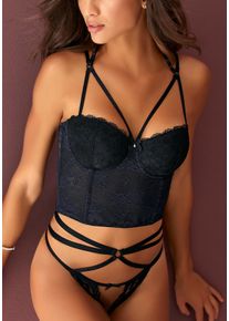 Corsage Petite Fleur Gold, Damen, Gr. 80, Cup D, schwarz, Spitze, Obermaterial: 60% Polyamid, 35% Polyester, 5% Elasthan, Korsagen Corsage, mit B&uuml;gel und verf&uuml;hrerischer B&auml;nder-Optik, sexy Dessous, Reizw&auml;sche