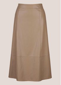 Madeleine Mode Midirock MADELEINE "Rock Schwungvoller Rock im Leder-Look", Damen, Gr. 42, beige (taupe), Obermaterial: 100% Polyurethan PU., Modern, normal, R&ouml;cke Midirock