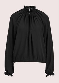 Madeleine Mode Langarmbluse MADELEINE "Blusenset Blusenset mit R&uuml;schenakzenten", Damen, Gr. 40, schwarz, Obermaterial: 100% Polyester PES., Modern, normal, Blusen Langarmbluse