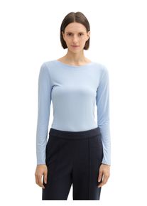 Langarmshirt Tom Tailor, Damen, Gr. XXXL(46), blau (kentucky blau), Single Jersey, Obermaterial: 95% Modal, 5% Elasthan, unifarben, regular fit taillenbedeckt, U-Boot-Ausschnitt, gerader Abschluss, Shirts Langarmshirt, mit U-Boot Ausschnitt