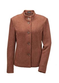 Jackenblazer GOLDNER "Blazer mit raffinierter Kragenl&ouml;sung", Damen, Gr. 46, gr&uuml;n (mocca), Obermaterial: 88% Polyester PES. 12% Viskose CV., figurumspielend, Sonstiges, Blazer Jackenblazer, Sonstiges
