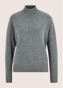 Madeleine Mode Longpullover MADELEINE "Strickpullover Stilvoller Kaschmirpullover mit Stehkragen", Damen, Gr. 36/38, grau (bleigrau, melange), Obermaterial: 90% Schurwolle WV. 10% Kaschmir WS., Modern, Pullover Longpullover, Mit edlem Kaschmir