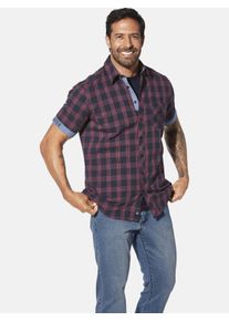 Kurzarmhemd Jan Vanderstorm "Kurzarmhemd TEOPER", Herren, Gr. XXL, weit, blau (dunkelblau kariert), Obermaterial: 100% Baumwolle CO., Hemden Kurzarmhemd