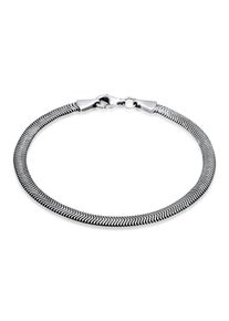 Armkette Kuzzoi "Armband Flach Elegant Schlangenkette Fischgr&auml;te 925 Silber" Gr. 230, schwarz, Armb&auml;nder, Herren, 230, Silber 925 (Sterlingsilber), Armkette