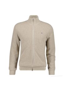 Sweatshirt Gant "Strickjacke MICRO TEXTURED COTTON ZIP CARDIGAN 1er Pack", Herren, Gr. XL, beige, Obermaterial: 100% Baumwolle CO., Sweatshirts Sweatshirt