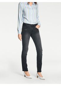 7/8-Jeans Heine, Damen, Gr. 46, Normalgr&ouml;&szlig;en, schwarz (schwarz stone), 65% Baumwolle, 33% Polyester, 2% Elasthan, Miedereinsatz:15% Elasthan, 85% Polyamid, unifarben, lang, Jeans 7/8-Jeans