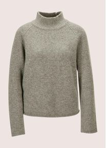 Madeleine Mode Longpullover MADELEINE "Strickpullover Moderner Glattstrickpullover mit Stehkragen", Damen, Gr. 48, grau (graphit, melange), Obermaterial: 64% Wolle mw. 19% Polyamid PA. 9% Polyacryl PAN. 6% metallisierte Fasern MTF. 2% Alpaka WP., Modern, Pullover Longpullover, mit Glanzgarneffekt