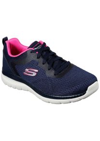 Sneaker Skechers "Bountiful", Damen, Gr. 38, blau (blau, pink), Obermaterial: 50% Rindsleder Leather cow. 50% Lammleder LEL., Schuhe Sneaker