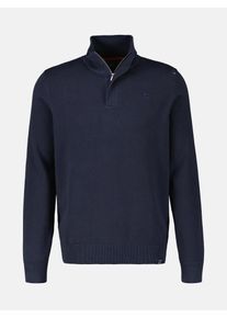 Strickpullover Lerros "Troyer in Twist-Strick", Herren, Gr. S, blau (classic navy), 100% Baumwolle, normal, ohne Ausschnitt, Pullover Strickpullover
