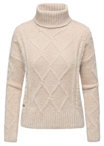 Strickpullover Ragwear "Strickpullover Janna Short", Damen, Gr. S, beige (ecru), Obermaterial: 100% Polyester PES. Futter: 100% Polyester PES., Rundhals, &Auml;rmel ohne &Auml;rmelschlitz Rippb&uuml;ndchen, Pullover Strickpullover