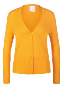 Madeleine Mode Strickjacke MADELEINE "Strickjacke Eleganter Viskose-Cardigan mit Knopfleiste", Damen, Gr. 36/38, orange (aprikose), Obermaterial: 70% Viskose CV. 30% Polyamid PA., Modern, Strickjacken Strickjacke, Hochwertige Blendenverarbeitung