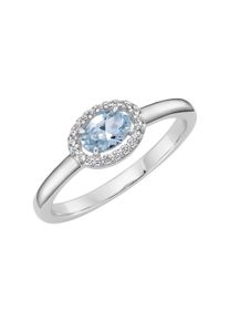 Silberring "Ring Ziersteine, Zirkonia wei&szlig;, Silber 925" Gr. 58, blau (hellblau), Giorgio Martello MILANO, Fingerringe, Damen, 58, Silber 925 (Sterlingsilber), Silberring