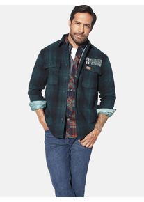 Outdoorhemd Jan Vanderstorm "Outdoorhemd OLAFSTAD", Damen, Gr. 4XL, weit, blau (petrol kariert), Obermaterial: 100% Baumwolle CO., Hemden Outdoorhemd