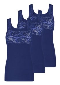 Achselhemd Nina von C. "3er Pack Damen Achselhemd Fine Cotton", Damen, Gr. 40, N-Gr, blau (nachtblau), Obermaterial: 100% Baumwolle CO., Unterhemden Achselhemd