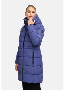 Winterjacke Marikoo "Marikoo Natsukoo Damen Winter Steppjacke lang B978", Damen, Gr. L, lila (blau violet), Obermaterial: 100% Polyester PES., Jacken Winterjacke