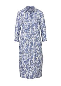 Sommerkleid GOLDNER "Kleid", Damen, Gr. 46, N-Gr, blau (marine, wei&szlig;, gemustert), Obermaterial: 100% Leinen LI., Manschette, Kleider Sommerkleid, Kn&ouml;pfe