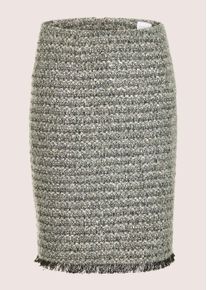 Madeleine Mode Bleistiftrock MADELEINE "Boucl&eacute;-Rock Eleganter Bleistiftrock mit Pariser Flair", Damen, Gr. 38, wei&szlig; (graphit, wollwei&szlig;, multicolor), Obermaterial: 80% Polyester PES. 20% Wolle mw., Modern, R&ouml;cke Bleistiftrock