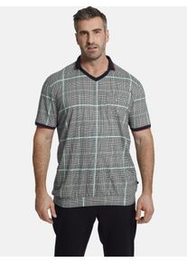 Poloshirt CHARLES COLBY "Poloshirt EARL STIRLING", Herren, Gr. XXL, blau (blau kariert), Obermaterial: 100% Baumwolle CO., Shirts Poloshirt