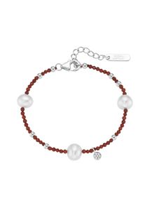 Armband "Armband mit S&uuml;&szlig;wasser-Perlen und Ziersteinen, Silber 925", silber, Giorgio Martello MILANO, Armb&auml;nder, Damen, Silber 925 (Sterlingsilber), Armband