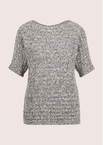 Madeleine Mode Longpullover MADELEINE "Pullover Pullover", Damen, Gr. 34, grau (grau, wollwei&szlig;), Obermaterial: 75% Baumwolle CO. 20% Polyester PES. 5% sonstige Fasern AF., Modern, normal, Pullover Longpullover