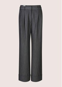 Madeleine Mode Stoffhose MADELEINE "Stoffhose Nadelstreifenhose mit weitem Bein", Damen, Gr. 46, N-Gr, grau (bleigrau, melange), Obermaterial: 63% Polyester PES. 33% Viskose CV. 4% Elasthan EL., Hosen Stoffhose