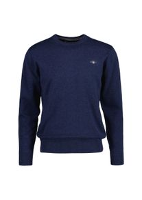 Sweater Gant "Strickpullover CLASSIC COTTON C-NECK", Herren, Gr. L, blau (jeansblau melange), Obermaterial: 100% Baumwolle CO., Sweatshirts Sweater
