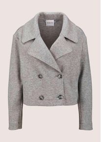 Madeleine Mode Jerseyblazer MADELEINE "Blazer Zweireihiger Kurzblazer", Damen, Gr. 38, wei&szlig; (graphit, wollwei&szlig;, melange), Obermaterial: 51% Viskose CV. 28% Polyamid PA. 21% Polyester PES., Modern, normal, Blazer Jerseyblazer