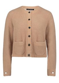 Cardigan Betty Barclay "Strick-Cardigan mit aufgesetzten Taschen", Damen, Gr. 36, braun (natural), Obermaterial: 55% Polyester PES. 45% Polyamid PA., Strickjacken Cardigan