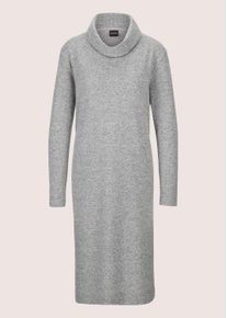 Madeleine Mode Sommerkleid MADELEINE "Kleid Rollkragen-Kleid in H-Linie", Damen, Gr. 36, N-Gr, grau (steingrau, melange), Obermaterial: 75% Polyester PES. 20% Baumwolle CO. 5% Elasthan EL., Modern, normal, Kleider Sommerkleid