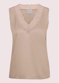 Madeleine Mode Tr&auml;gertop MADELEINE "Top Lingerie-Top aus Seidensatin", Damen, Gr. 38, beige, Obermaterial: 92% Seide silk. 8% Elasthan EL., Modern, normal, Tops Tr&auml;gertop, edle Spitze am Ausschnitt