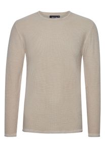 Strickfleece-Pullover INDICODE "Strickpullover IDKarpo", Herren, Gr. L, beige (fog), Obermaterial: 100% Baumwolle CO., Pullover Strickfleece-Pullover
