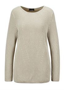 Strickpullover GOLDNER "Figurschmeichelnder Pullover aus reiner Baumwolle", Damen, Gr. 48, beige (stein), Obermaterial: 100% Baumwolle CO., Rippe, Pullover Strickpullover, Ohne
